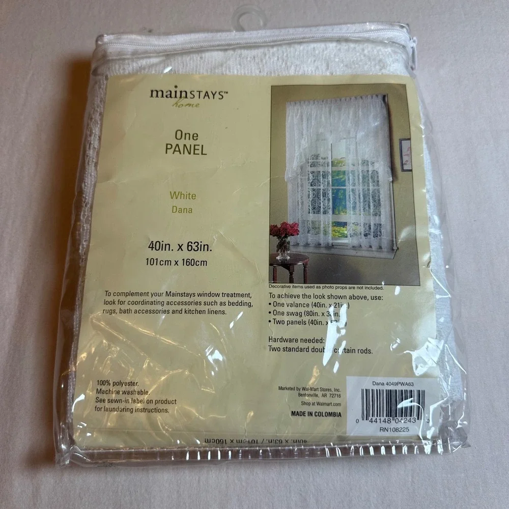 Mainstays Home Dana White Lace Curtain Panel 40